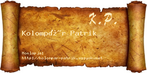 Kolompár Patrik névjegykártya